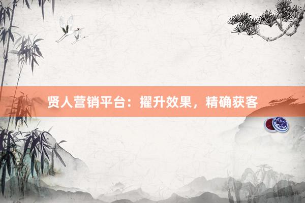 贤人营销平台：擢升效果，精确获客